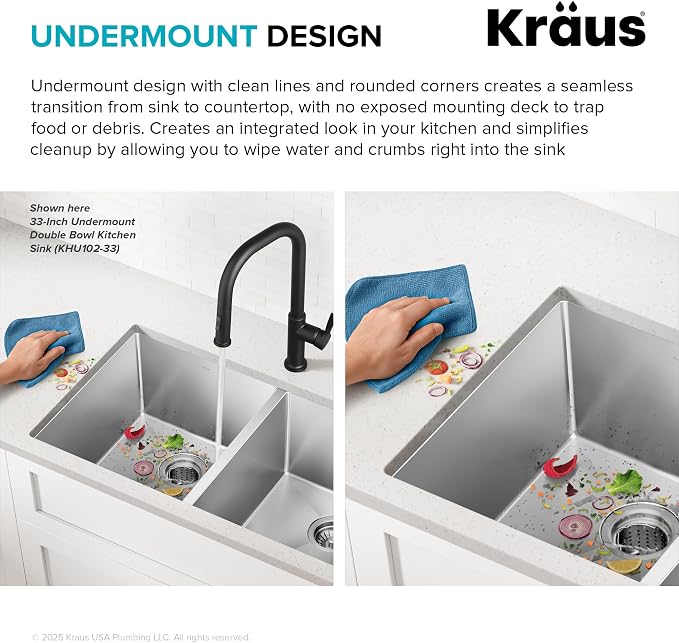 Kraus KHU100-32 Standart PRO 16 Gauge Undermount Single Bowl Stainless Steel - Image 8