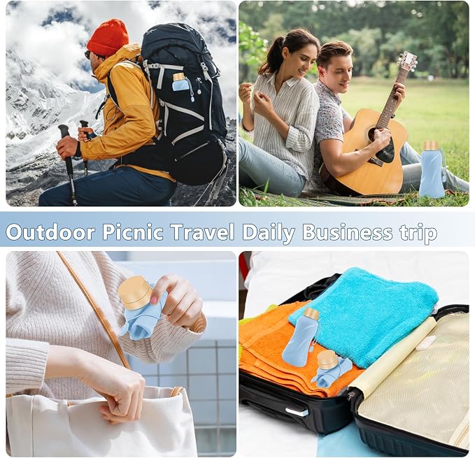 Collapsible Water Bottles 2 Pack, Leak Proof, Reuseable BPA Free Silicone - Image 7
