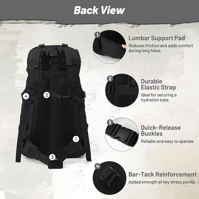 50L Tactical Backpack for Men and Women, Water-Resistant Molle Rucksack - Image 8