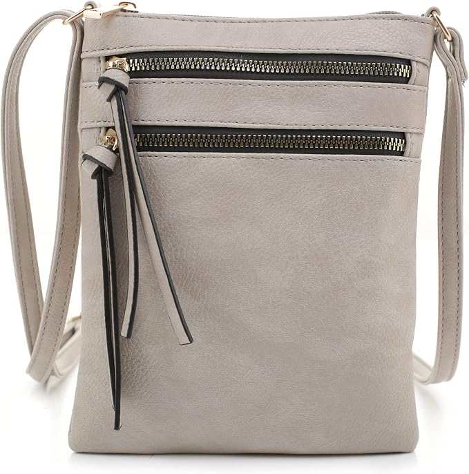 DELUXITY | Crossbody Purse Bag | Functional Multi Pocket Double Zipper Purse | by Deluxity