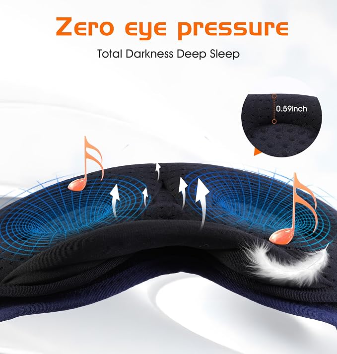 Bluetooth Sleep Mask with 2 Removable 3D Contoured Cup, Bamboo Cotton Sleeping - Image 8