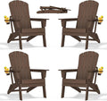Folding Adirondack Chair with Cup Holder Set of 4, HDPE Patio Chairs, by nevilywood