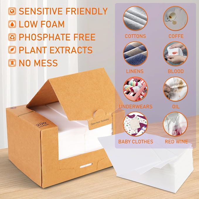 Freelivity Laundry Detergent Sheets, 300 Sheets Lemon Orange - Image 2