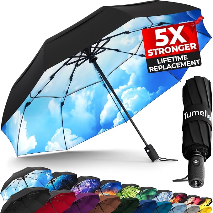 TUMELLA Strongest Windproof Travel Umbrella, Small Strong but Light Portable by Tumella
