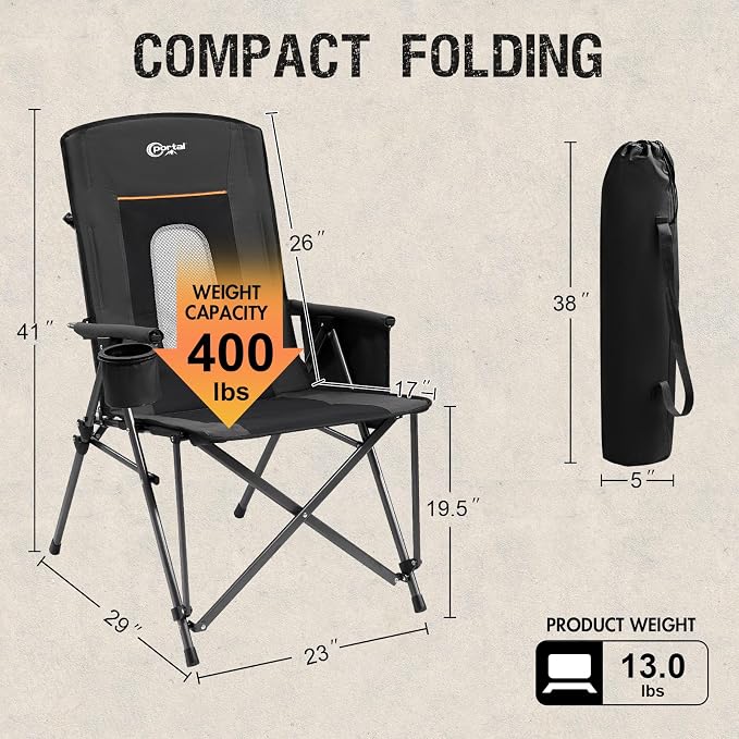 PORTAL Oversized Folding Camping Chair High Back Portable Lawn Chairs - Image 3