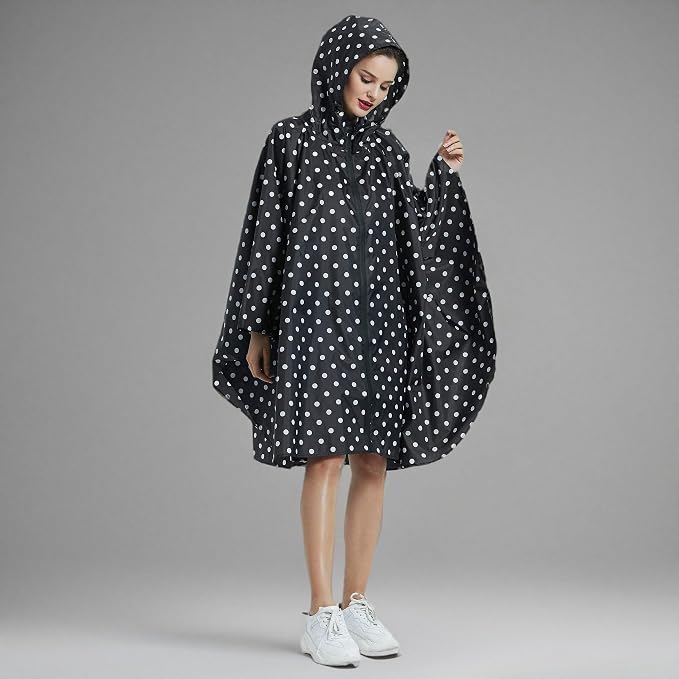 Rain Poncho Jacket Coat Hooded Zipper Style - Image 8
