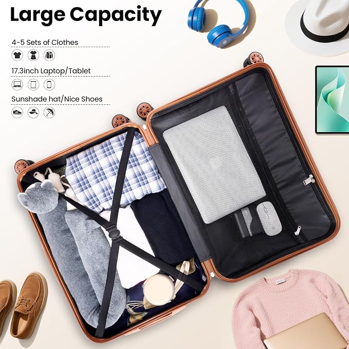 Hoteel 4 Piece Luggage Set Carry on ABS+PC Hard Shell Suitcase - Image 6