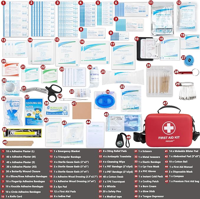First Aid Kit 340 Piece, Premium Waterproof Hard Shell Medical Kit - Image 2