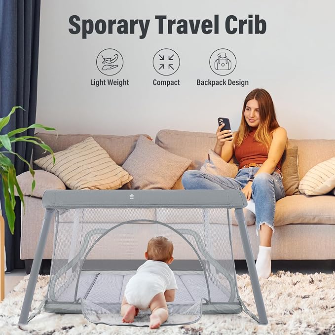 Travel Crib, Portable Crib for Baby, Pack and Play for Babies and Toddler - Image 6