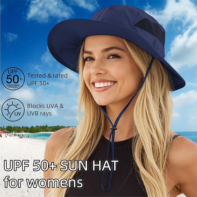 Connectyle Women's UPF 50+ Sun Hat UV Protection Wide Brim Bucket Hat Summer - Image 2