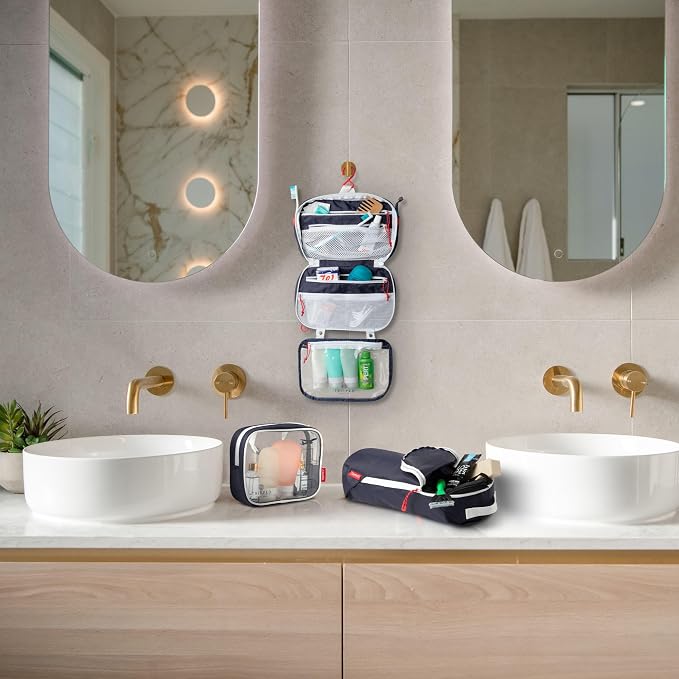 Toiletry Bag Kit Set: Hanging Travel Toiletry Bag + 311 TSA Cosmetic Liquid Bag - Image 7