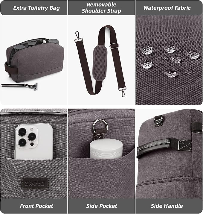 ZOMFELT Travel Duffle Bag for Men Women, Waterproof Canvas Overnight Duffel Bag - Image 6