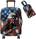 Luggage Cover + Tag, Eagle American Flag Travel Suitcase Protector by BWEGRHE