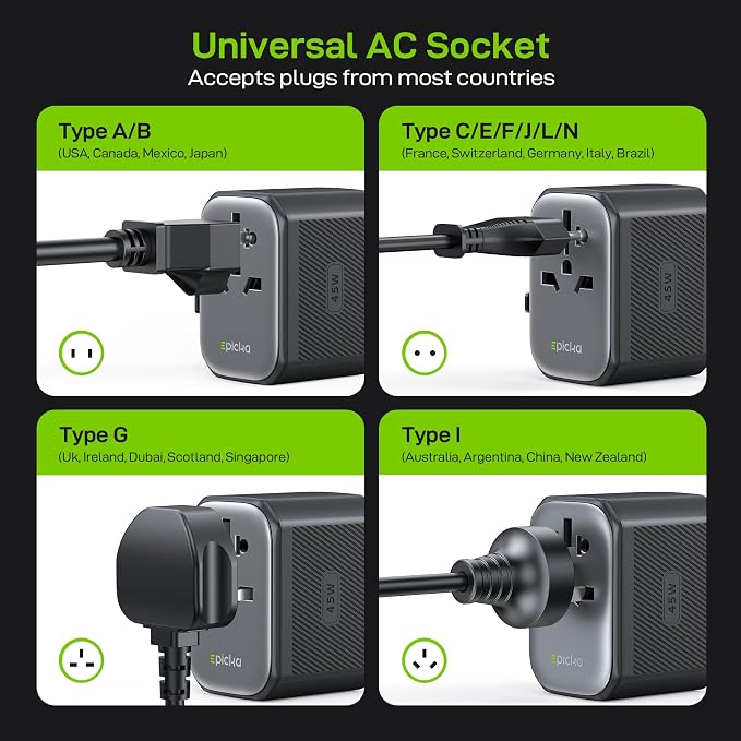 EPICKA Pulse 45W European Travel Plug Adapter, Universal Power Adapter - Image 4