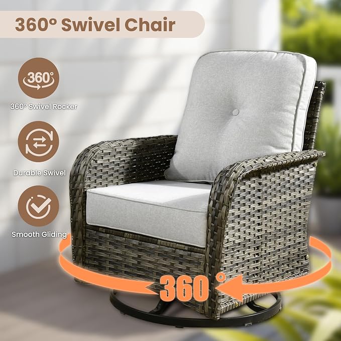HOOOWOOO Patio Furniture Set, 8 Pieces Outdoor Conversation Set, All Weather - Image 2