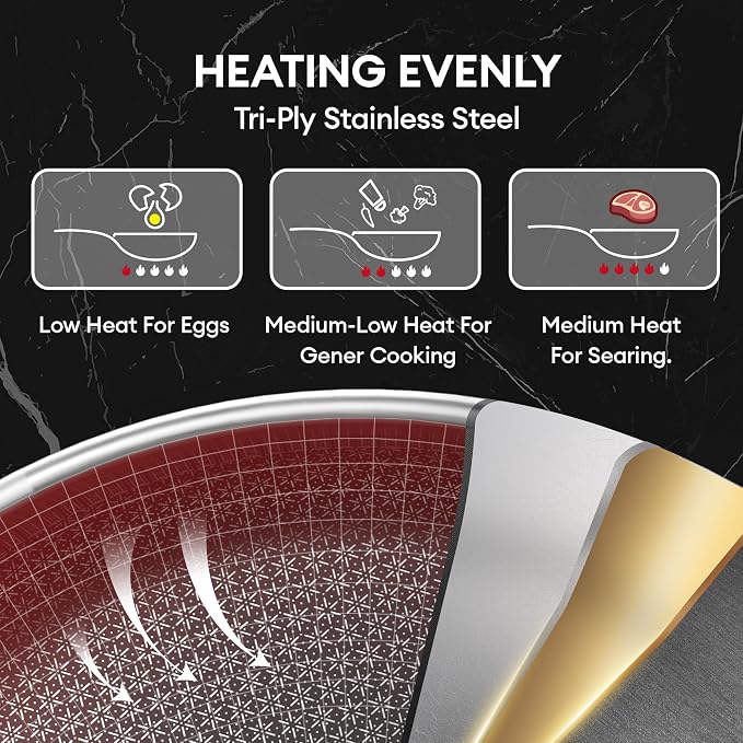 COOKER KING Stainless Steel Cookware Set, Pots and Pans Set Non Stick, Hybrid - Image 2