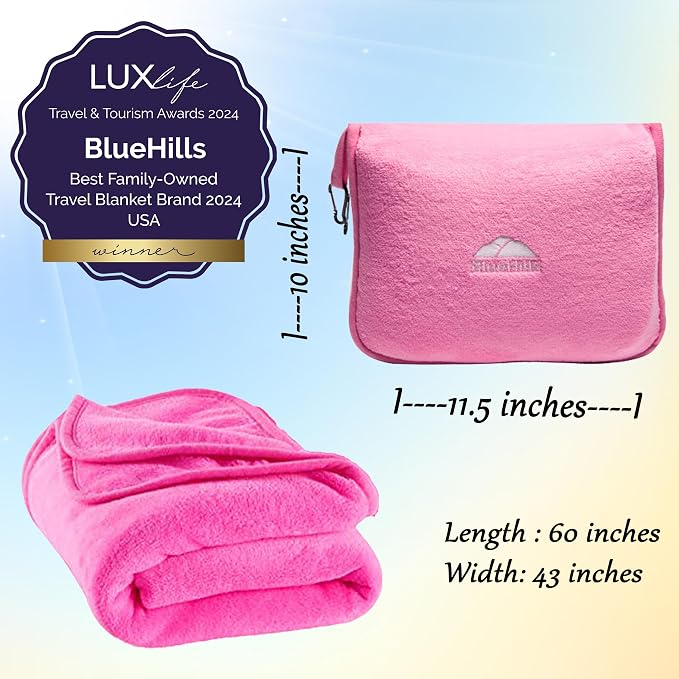 BlueHills Premium Soft Travel Blanket Pillow Airplane Blanket Packed in Soft - Image 3