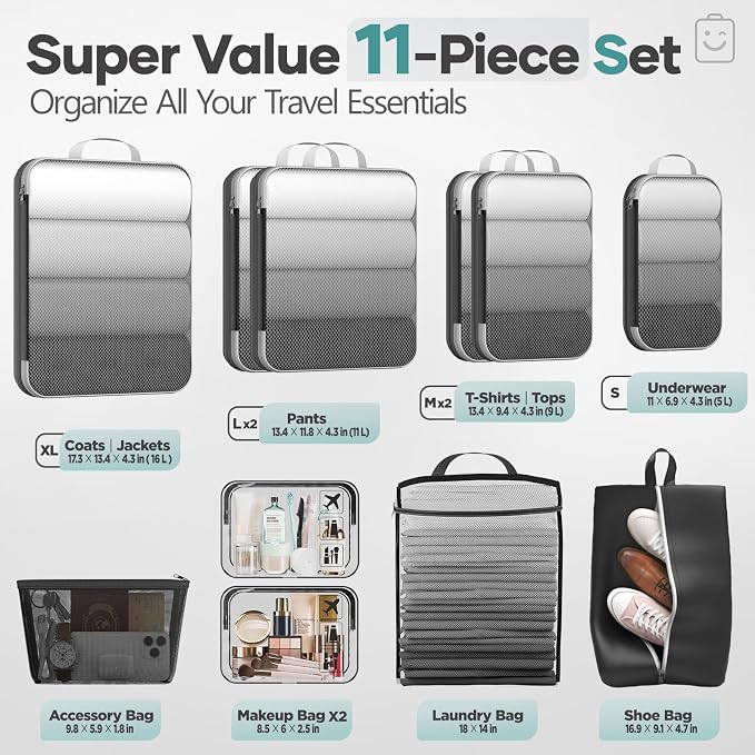 Veken 11 Set Compression Packing Cubes - Image 2