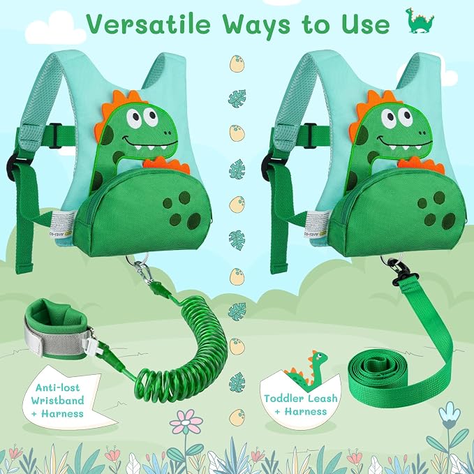 Dr.meter 3 in 1 Toddler Harness Leash + 8.2ft Anti Lost Wrist Link, Cute - Image 2