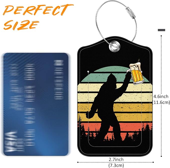 Sasquatch Luggage Tag for Suitcase 2 Pack Leather Luggage Tag - Image 2