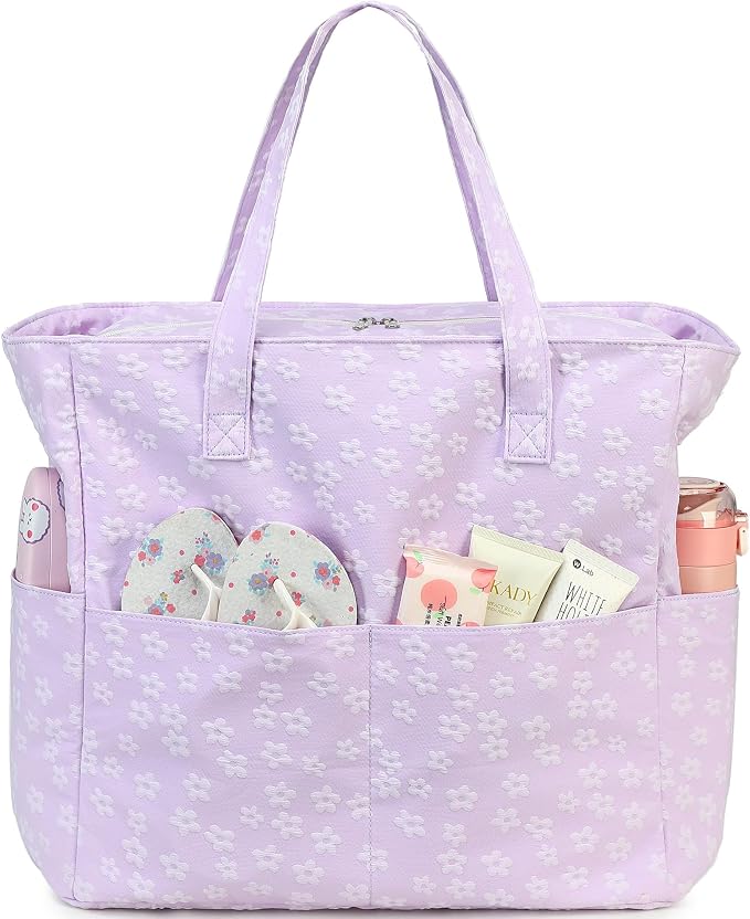 LEDAOU Large Beach Tote Bag Women Waterproof Sandproof Zipper Beach Tote Bag - Image 9