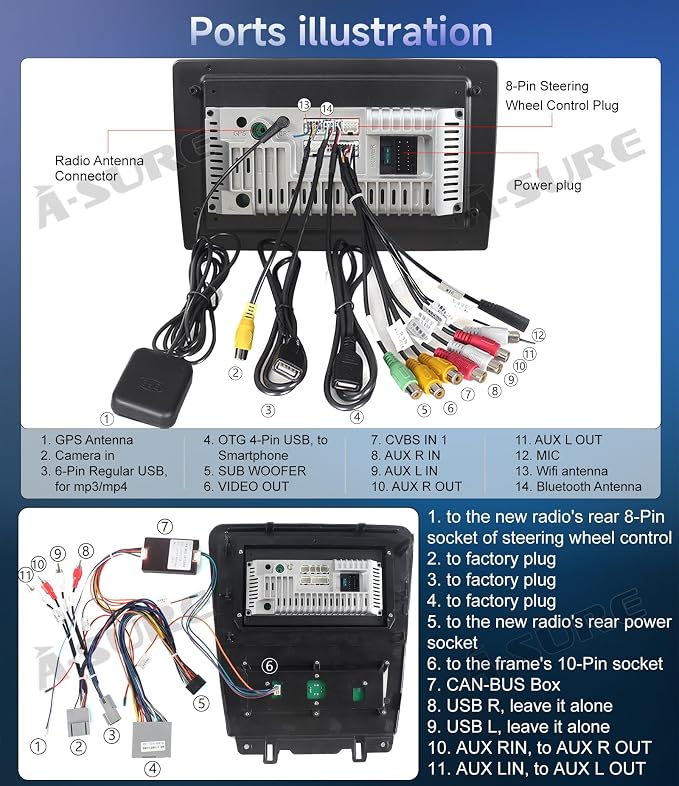 ASURE 2+64GB Car Stereo Radio for Ford Mustang 2010-2014, 10.1 inch 4Core - Image 8