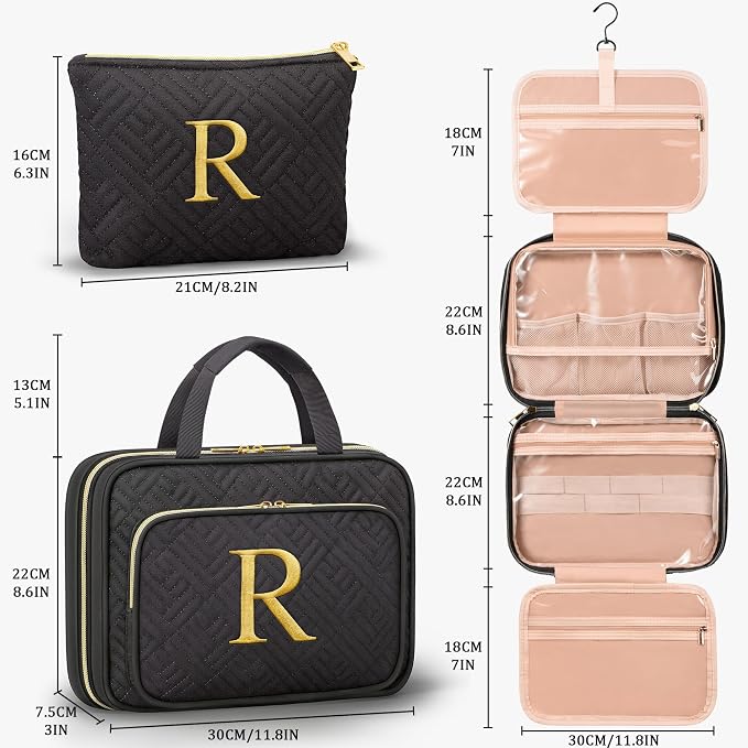 Personalized Gifts for Women, Initial Toiletry Bag Hanging Travel Organizer & - Image 2