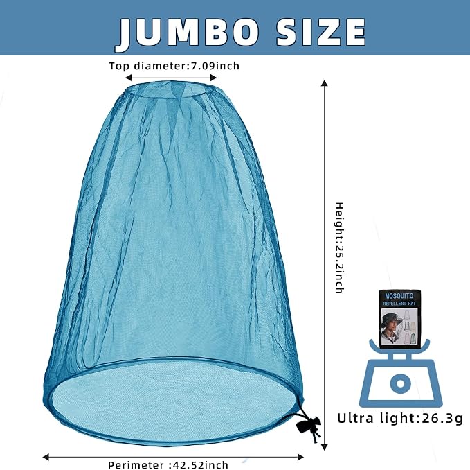 Oversized Mosquito Net 42 x 25 Inches Ultra Large Mosquito Head Net Face Neck - Image 2