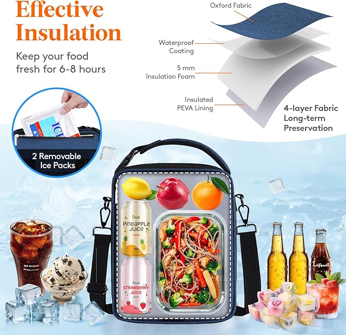 Lifewit Insulated Lunch Box for Men, Expandable Cooler Bag, Freezable Lunch Bag - Image 2
