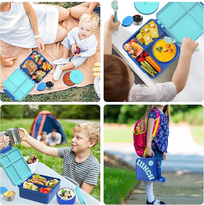 Kids Bento Lunch Box with 8oz Soup Thermo, Kids Leakproof Lunch Food Containers - Image 6