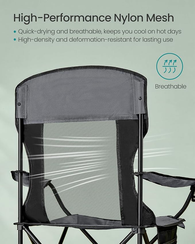 SONGMICS Breathable Camping Chairs, Foldable Outdoor Chairs Set of 2, High Back - Image 4
