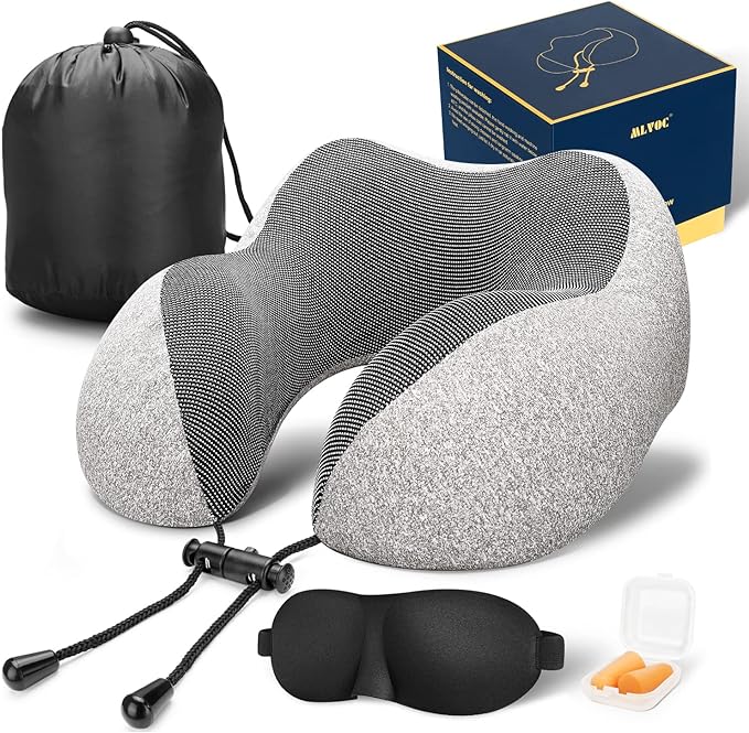 MLVOC Travel Pillow 100% Pure Memory Foam Neck Pillow, Comfortable & Breathable by ProfessionalMemoryFoamProductsManufacturers