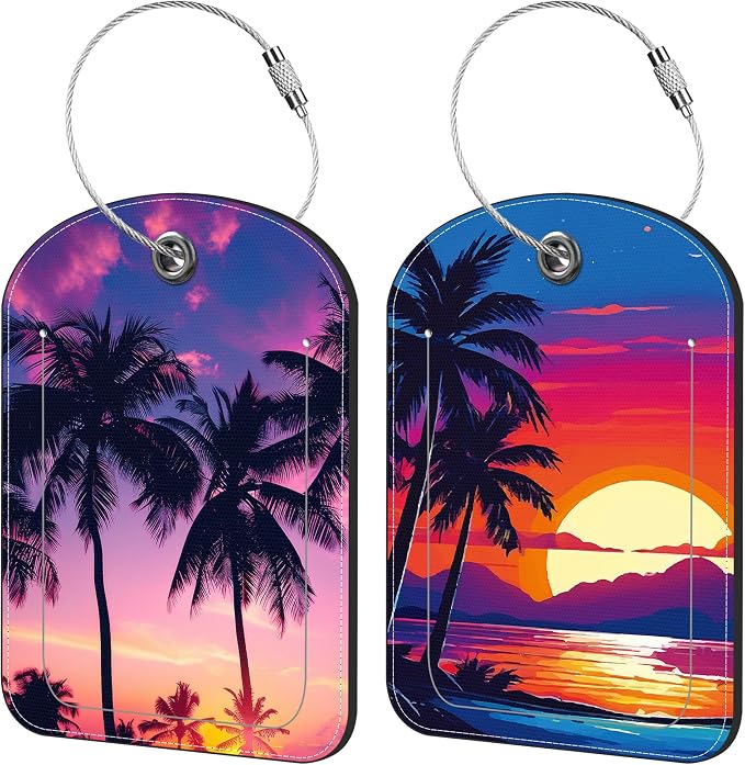 Palm Tree and Sunset Luggage Tag by iapodiad