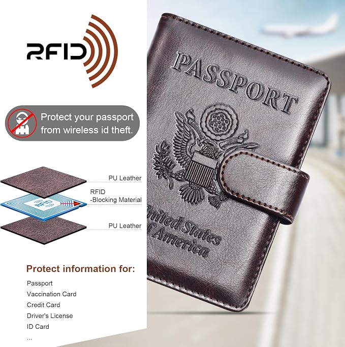 Herain Passport Holder for Travel Cruise Essentials, RFID Passports Book Card - Image 5