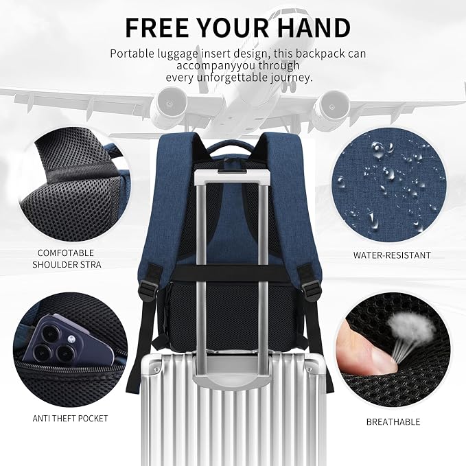 Blue Backpacks for Men, Backpack for School, School Backpack for Boys Teens - Image 5