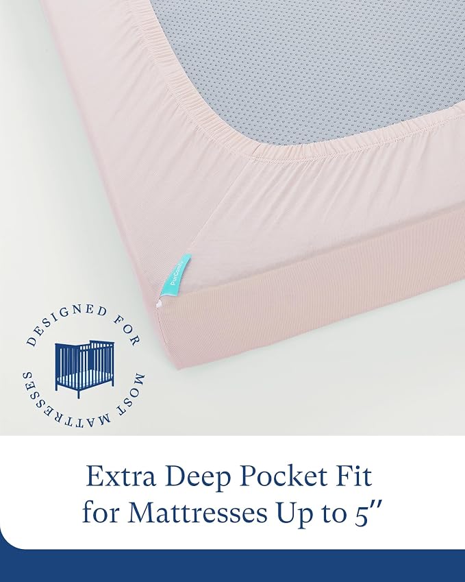 PurComfy Supersoft Pack and Play Sheets Fitted, Premium Bamboo Viscose Mini - Image 4