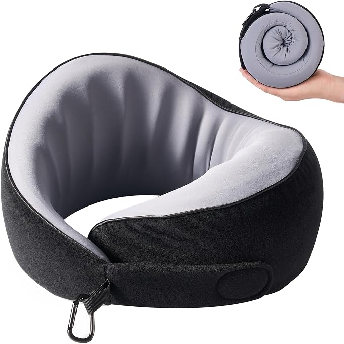 Travel Pillow, 100% Pure Memory Foam Travel Neck Pillow Airplane Neck Support by KPNEOL