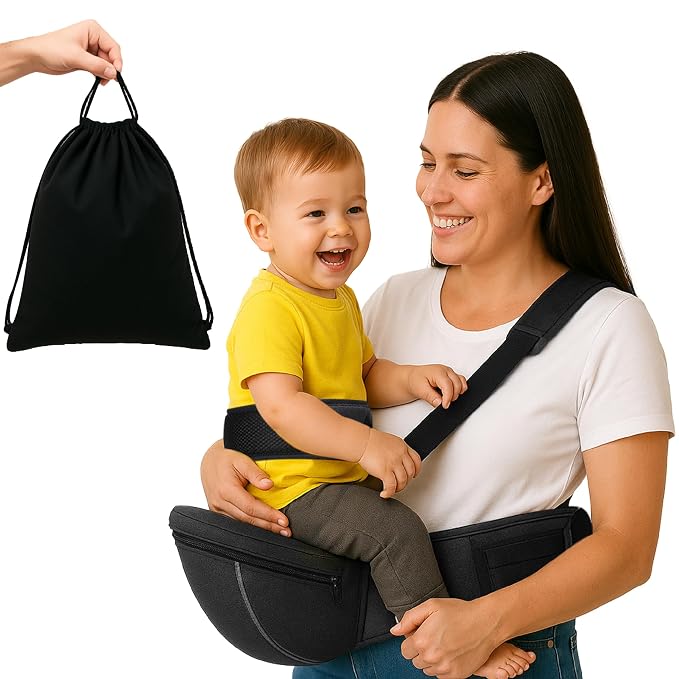 Baby Carrier with Hip Seat – Adjustable Waistband, Safety Harness & Storage by Unknown