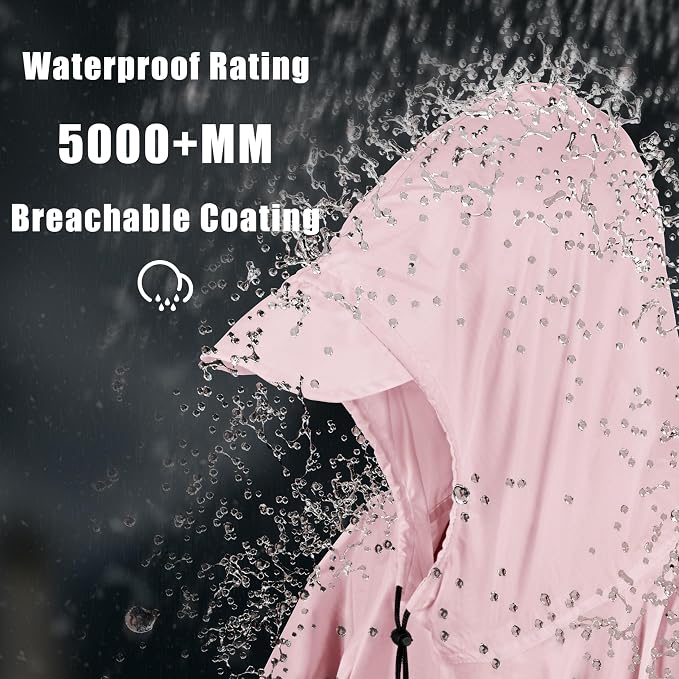 Coralrain Hooded Rain Poncho Lightweight Waterproof Unisex Raincoat Jacket - Image 2