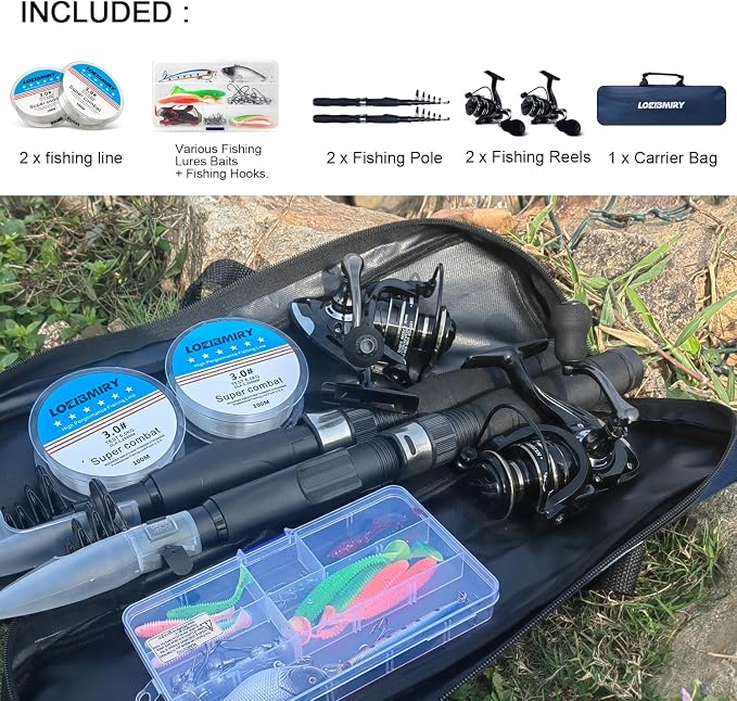 Fishing Rod Reel Combos, Telescopic Fishing Pole Set Sea Saltwater Freshwater - Image 7