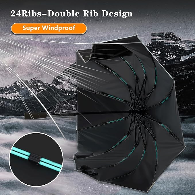 Large Double-Ribs Umbrella Automatic Folding Umbrella - Image 4