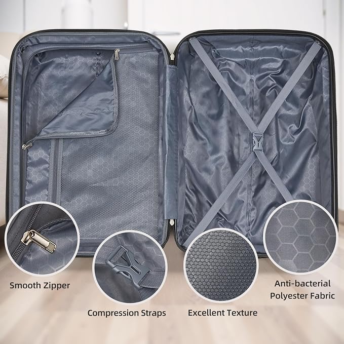 LARVENDER Luggage Sets 5 Piece Hardside Expandable Suitcase - Image 5
