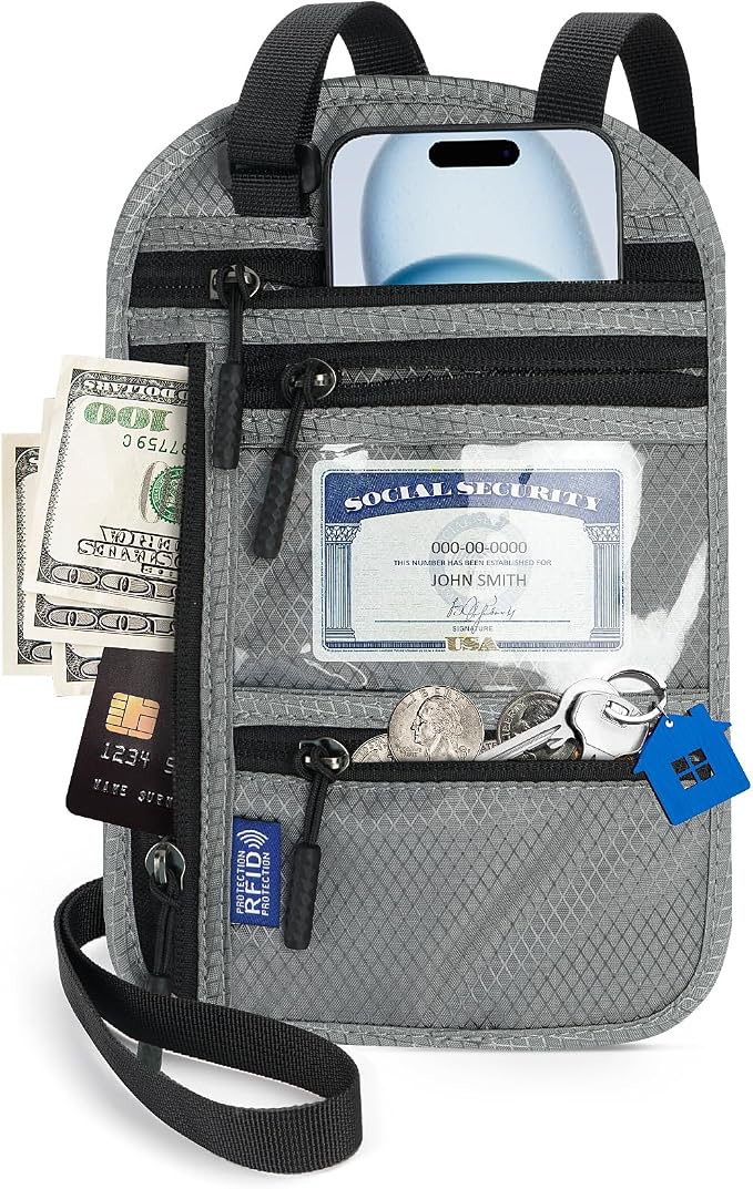 Passport Holder for Families | RFID Blocking Neck Wallet | Travel Document - Image 7