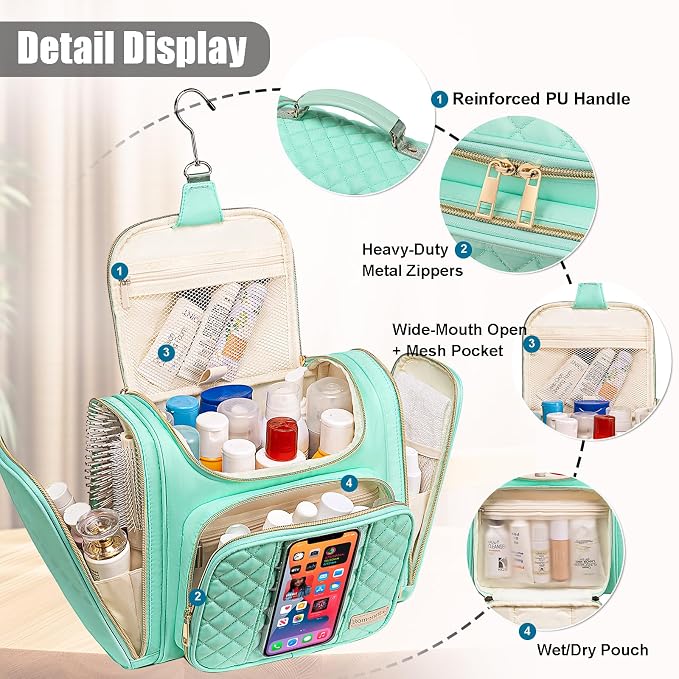 Travel Toiletry Bag for Women, Hanging Toiletry Bag, Bathroom Bag Portable - Image 4
