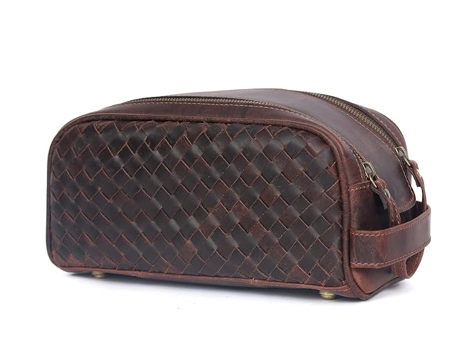 10" Premium Leather Toiletry Travel Pouch - Image 9