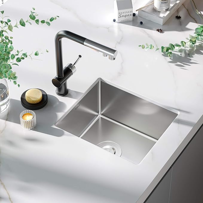 TORVA 15 x 17 Inch Undermount Kitchen Sink, Premium 304 Stainless Steel Bar Sink - Image 3