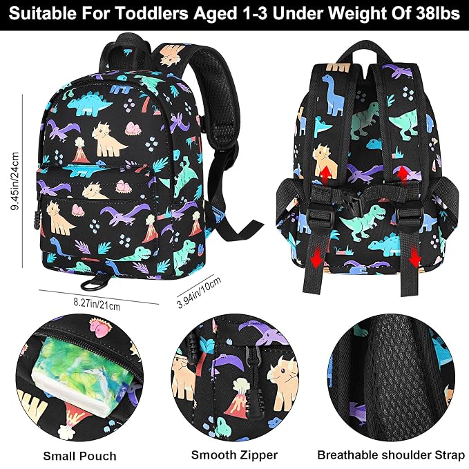 Accmor Toddler Backpack with Leash, Cute Dinosaur Kids Backpack + Anti Lost - Image 2