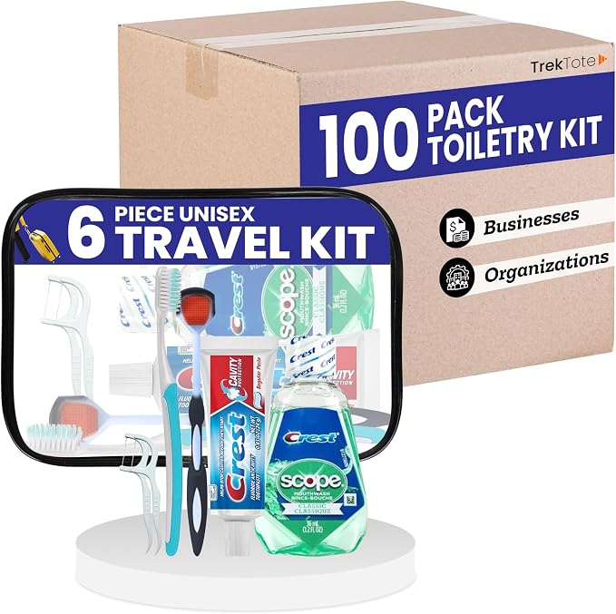 Trektote 6-Piece Travel Size Toothbrush and Toothpaste Set by Trektote