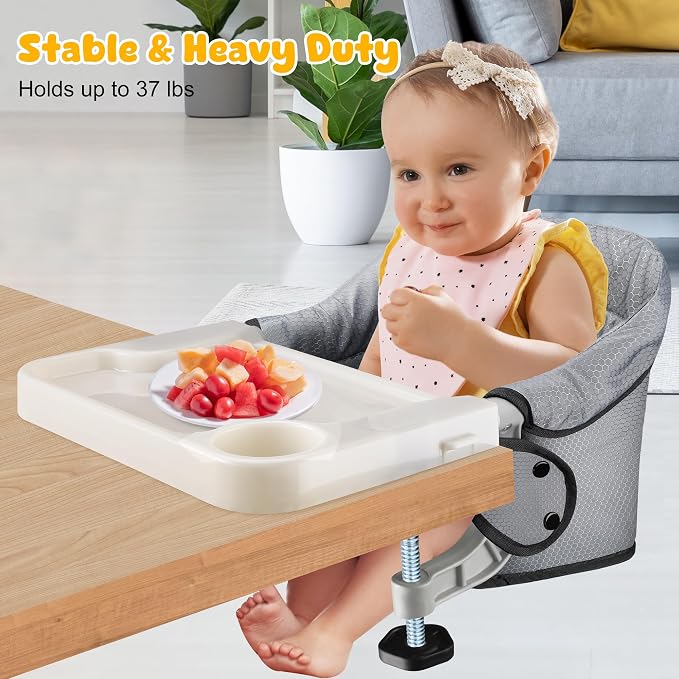 Hook On Chair with Removable Dining Tray, Folding Baby Chair, Portable Table - Image 4