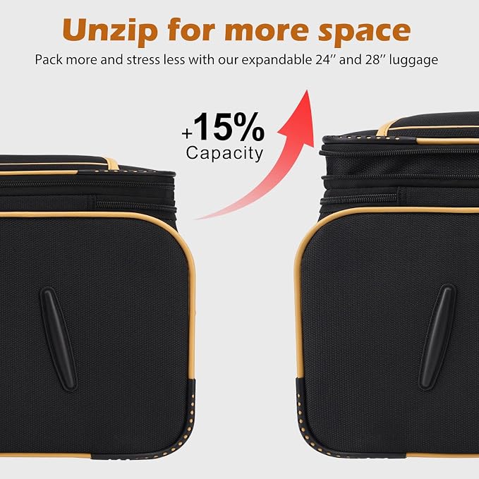 Coolife Luggage 5 Piece Set Suitcase Expandable TSA lock spinner softshell - Image 3